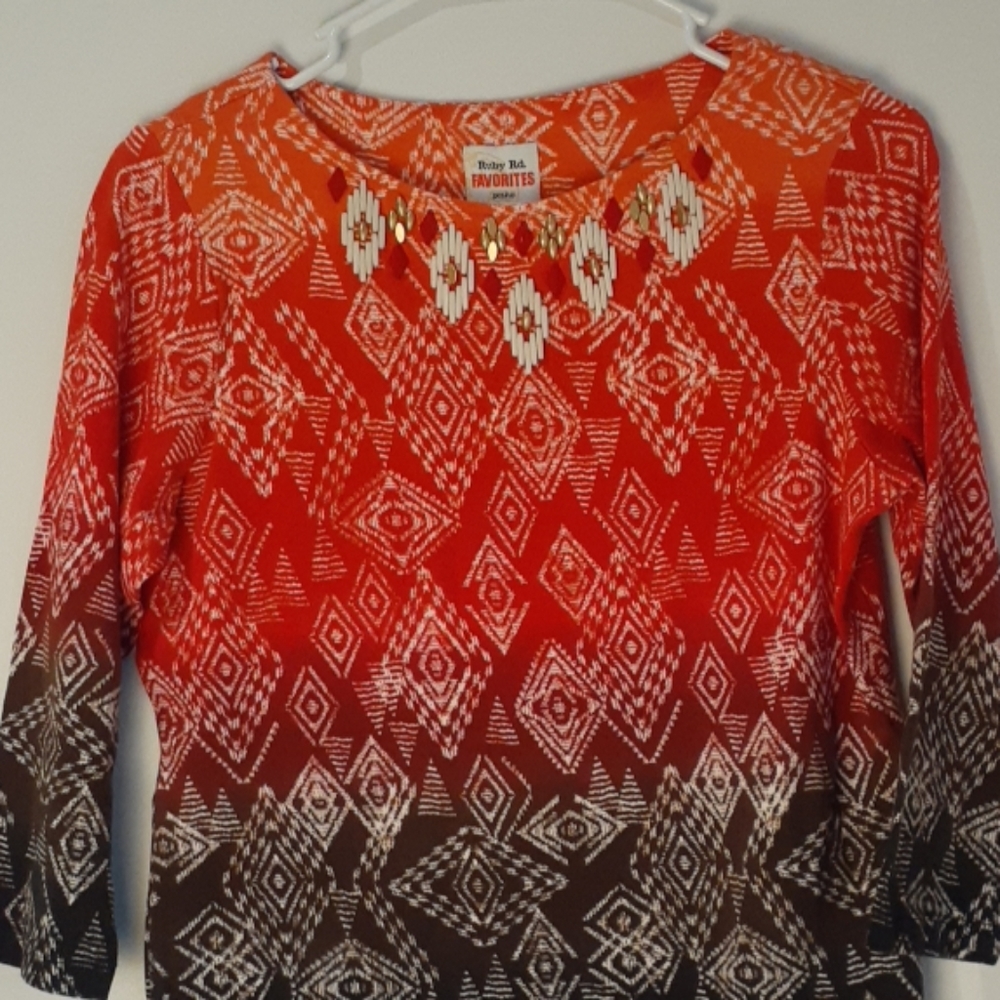Ruby Rd Multi Colored Dimond Tribal Top Pm - image 2